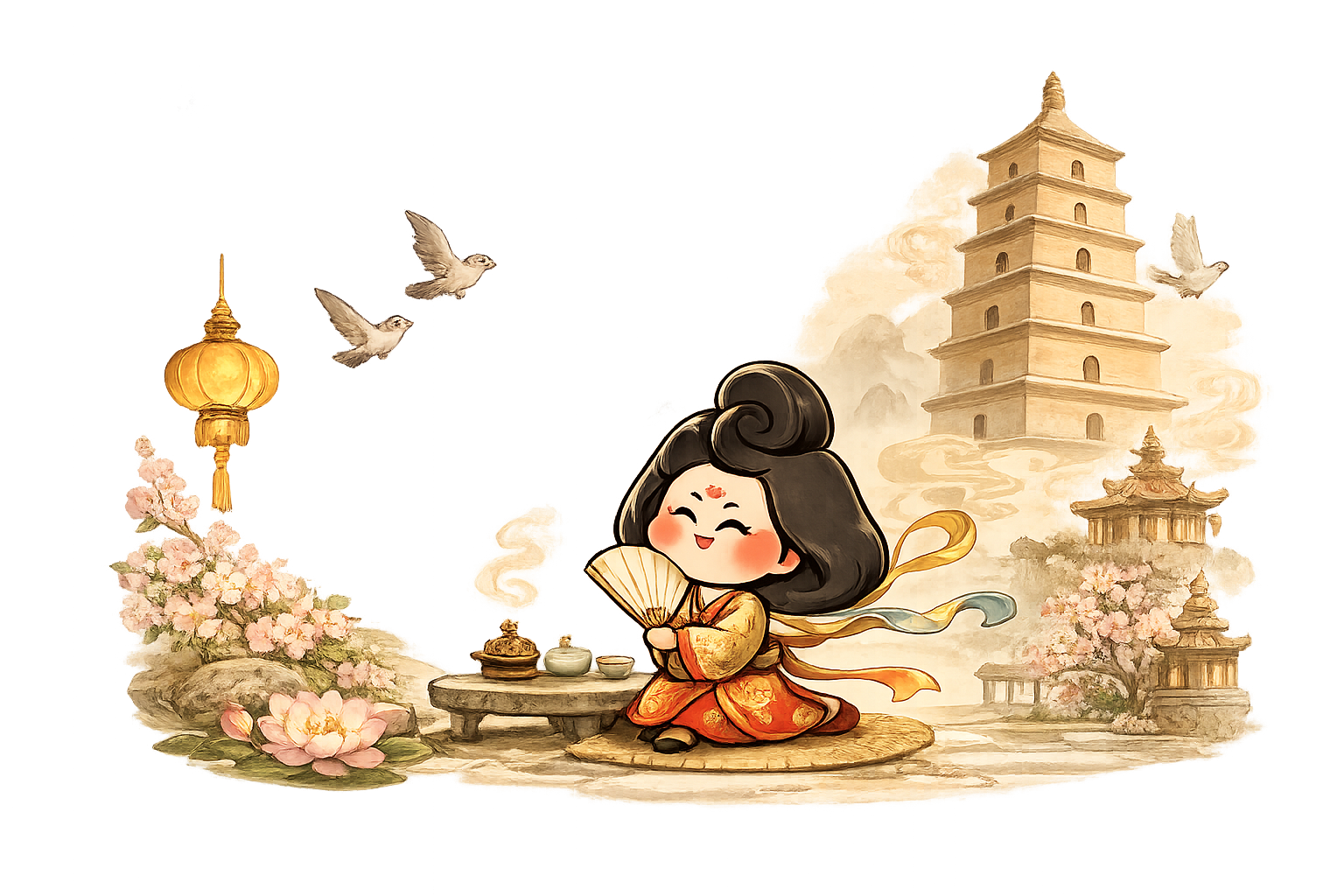 Tangniu walking with a lantern