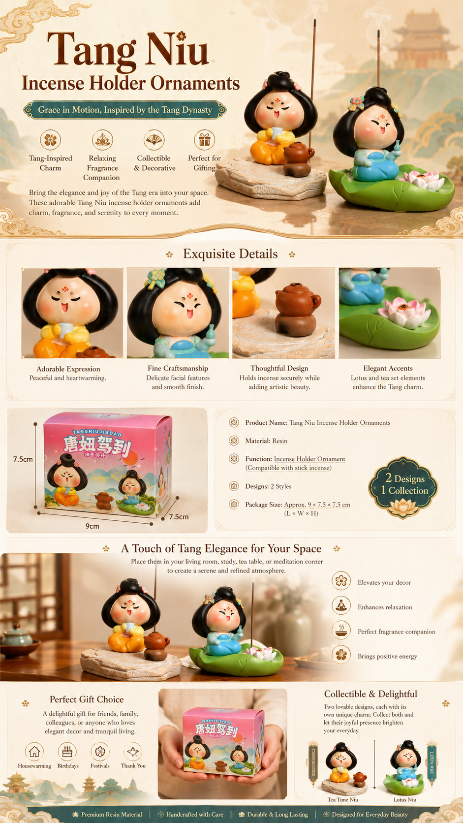 Tangniu Incense Holder Figure — Design details 1